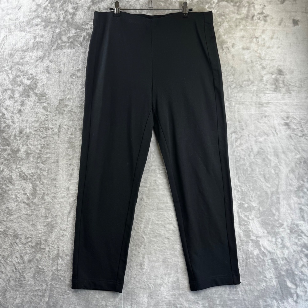 Pure Jill Slim Leg Cropped Pants Women M Tall Black Pima Cotton Blend (1837)